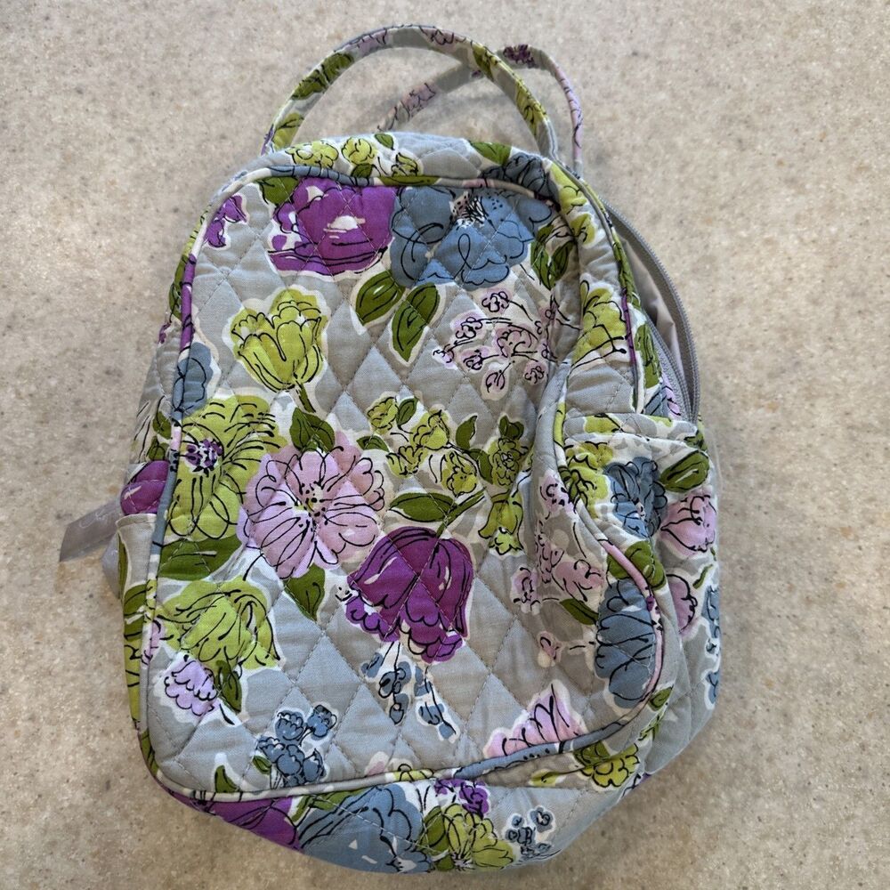 PREOWNED VERA BRADLEY GREY PURPLE LUNCH BOX TOTE BAG - Picture 3 of 6